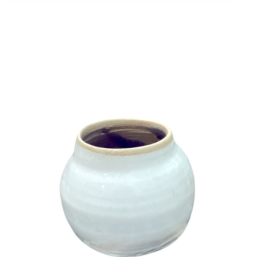 3.5” Hand Thrown Vase White Glaze‎ Raw Rim